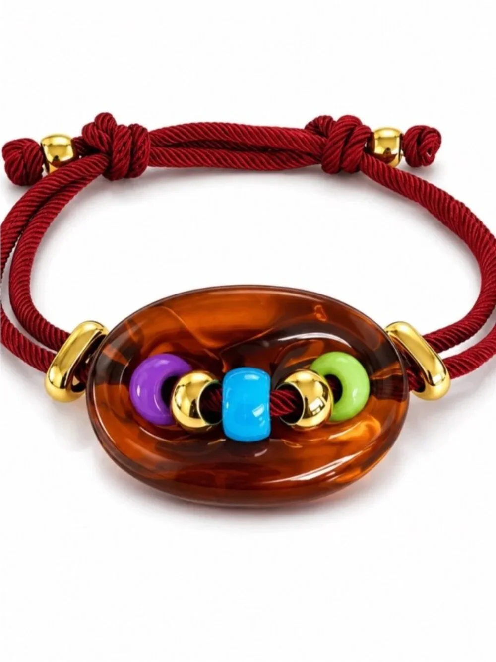 New! Amber Pigs Nose Beaded Red Bracelet NWOT